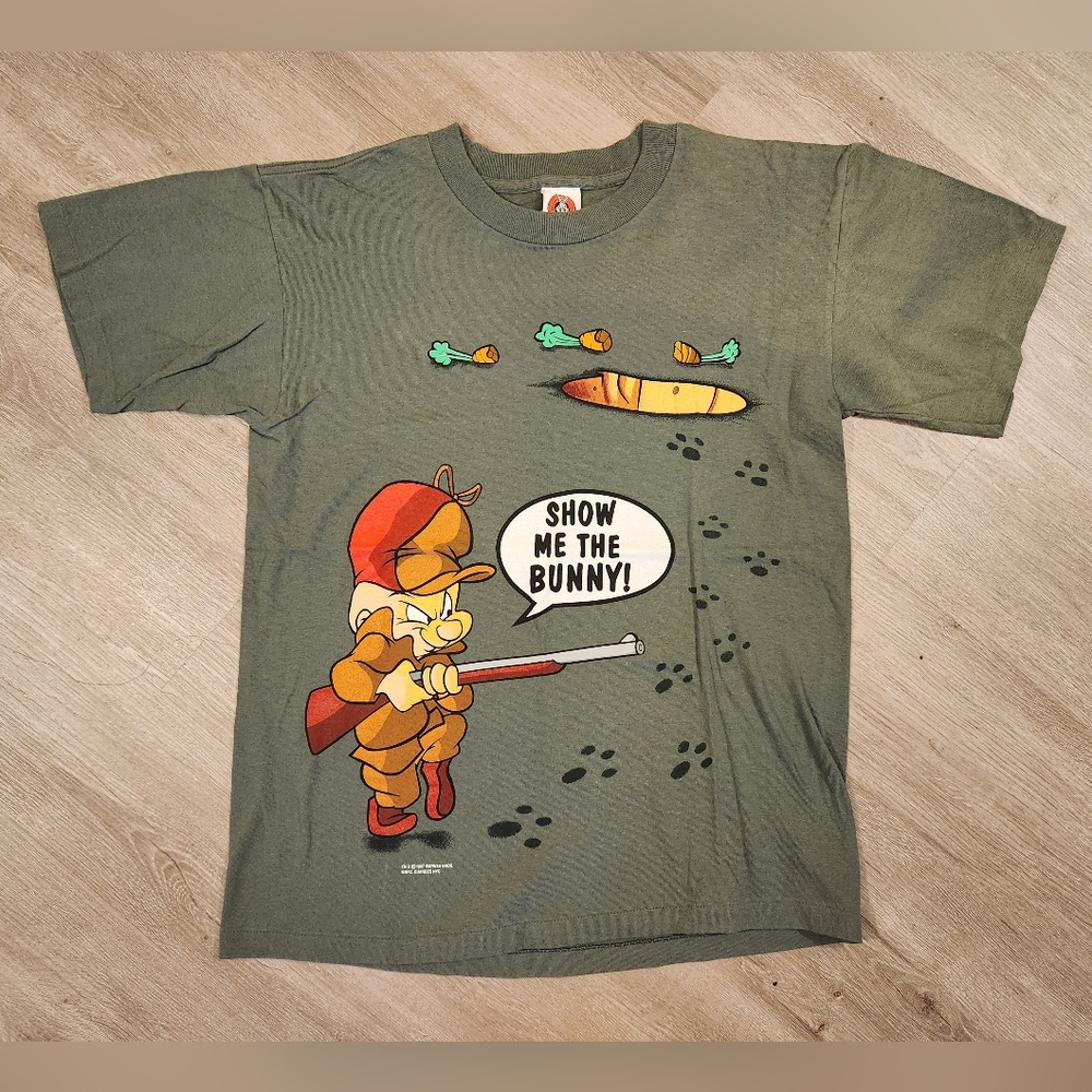 Vintage Looney Tunes Elmer Fudd Warner Bros Graphic T-Shirt Men's Size Medium